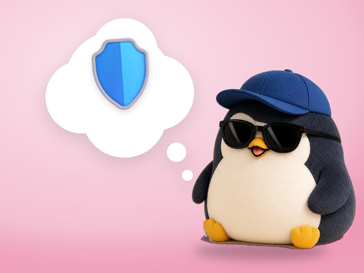 A chubby low-poly wood and paper penguin holding a real magnifying glass over a blank folded paper map